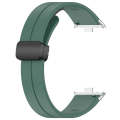 For Xiaomi  Mi Band 8 Pro Groove Folding Magnetic Buckle Silicone Watch Band(Dark Green)