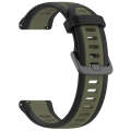 For Garmin Forerunner 255 Music 22mm Two Color Textured Silicone Watch Band(Green+Black)