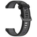 For Garmin Forerunner 255 Music 22mm Two Color Textured Silicone Watch Band(Grey+Black)