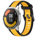 For Xiaomi MI Watch Color 2 22mm Two Color Textured Silicone Watch Band(Yellow+Black)