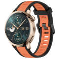 For Honor Watch 4 Pro 22mm Two Color Textured Silicone Watch Band(Orange+Black)