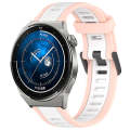 For Huawei Watch GT3 Pro 46mm 22mm Two Color Textured Silicone Watch Band(White+Pink)