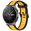 For Huawei GT2 Pro 22mm Two Color Textured Silicone Watch Band(Yellow+Black)