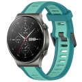 For Huawei GT2 Pro 22mm Two Color Textured Silicone Watch Band(Teal)