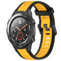 For Huawei Watch 2 20mm Two Color Textured Silicone Watch Band(Yellow+Black)