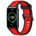 For Honor Watch ES 20mm Two Color Textured Silicone Watch Band(Red+Black)