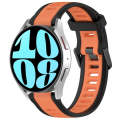 For Samsung Galaxy Watch 6 44mm 20mm Two Color Textured Silicone Watch Band(Orange+Black)