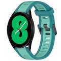 For Samsung Galaxy Watch 4 44mm 20mm Two Color Textured Silicone Watch Band(Teal)