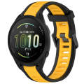 For Garmin Forerunner 165 20mm Two Color Textured Silicone Watch Band(Yellow+Black)