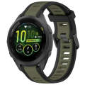 For Garmin Forerunner 265S 18mm Two Color Textured Silicone Watch Band(Green+Black)
