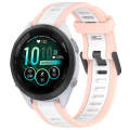 For Garmin Forerunner 265S Music 18mm Two Color Textured Silicone Watch Band(White+Pink)