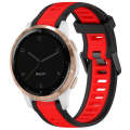 For Garmin Active S 18mm Two Color Textured Silicone Watch Band(Red+Black)
