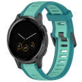 For Garmin Vivoactive 4S 18mm Two Color Textured Silicone Watch Band(Teal)