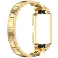 For Samsung Galaxy Fit 3 X Shaped Dual Row Diamond Metal Frame Watch Band(Gold)