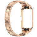 For Samsung Galaxy Fit 3 X Shaped Dual Row Diamond Metal Frame Watch Band(Rose Gold)