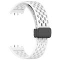 For Samsung Galaxy Fit 3 Hole Style Magnetic Folding Buckle Silicone Watch Band(White)