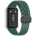 For Samsung Galaxy Fit 3 Hole Style Magnetic Folding Buckle Silicone Watch Band(Dark Green)