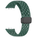 For Samsung Galaxy Fit 3 Hole Style Magnetic Folding Buckle Silicone Watch Band(Dark Green)