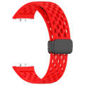 For Samsung Galaxy Fit 3 Hole Style Magnetic Folding Buckle Silicone Watch Band(Red)