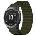 For Garmin Fenix 6X 26mm Nylon Hook And Loop Fastener Watch Band(Army Green)