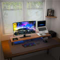 ID-37 Desktop Monitor Stand Aluminum Alloy+Wooden Plate Computer Screen Riser Bracket