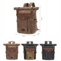 Outdoor Rucksack Retro Crazy Horse Leather Camera Backpack Waterproof School Bag(Gray+Khaki)