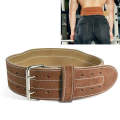 EADEN Cowhide Fitness Waist Protective Belt Squat Weightlifting Waist Support, Size:L(Brown)