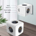 Creative Power Cube Socket Conversion Socket, EU Plug In-line Gray+U