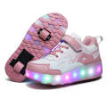 E68 Two-Wheeled Children Skating Shoes Rechargeable Light Wheel Shoes, Size: 30(Pink)