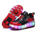 E68 Two-Wheeled Children Skating Shoes Rechargeable Light Wheel Shoes, Size: 30(Black And Red)