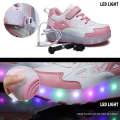 E68 Two-Wheeled Children Skating Shoes Rechargeable Light Wheel Shoes, Size: 31(Pink)