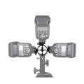 2 PCS Round Field 3 Triple Head Hot Shoe Mount Adapter Flash Holder Bracket Light Stand Holder