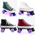 Flash Roller Skates Shoes Adult Children Four-Wheel Canvas Roller Skates Shoes Double Row Roller ...