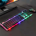 LIMEIDE GTX300 104 Keys Retro Round Key Cap USB Wired Mouse Keyboard, Cable Length: 1.4m, Colour:...