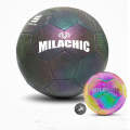 MILACHIC PU Leather Machine Stitch Luminous Fluorescent Reflective Football, Specification: Numbe...