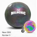 MILACHIC PU Leather Machine Stitch Luminous Fluorescent Reflective Football, Specification: Numbe...