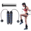 Indoor Ropeless Skipping Fitness Exercise Weight Rope(Black Blue + Weight)