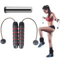Indoor Ropeless Skipping Fitness Exercise Weight Rope(Black Red + Weight)