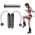 Indoor Ropeless Skipping Fitness Exercise Weight Rope(Black Green + Weight)