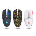 T-WOLF Q15 6-Buttons 1600 DPI Wireless Rechargeable Mute Office Gaming Mouse with 7 Color Breathi...
