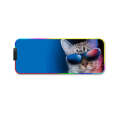 300x350x4mm F-01 Rubber Thermal Transfer RGB Luminous Non-Slip Mouse Pad(Glasses Cat)