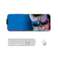 300x800x4mm F-01 Rubber Thermal Transfer RGB Luminous Non-Slip Mouse Pad(Glasses Cat)