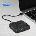 HY- 01 Square USB 3.0 Four-Port HUB One to Four HUB Splitter(Black)