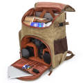 K001-D Leisure Shoulder Camera Bag Waterproof Retro Canvas Camera Storage Backpack(Khaki)