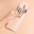 8-in-1 Mini Wooden Handle Makeup Brush Set Portable Loose Powder Brush(Apricot)
