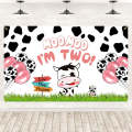 180x110cm Cartoon Cow Theme Birthday Party Decoration Background Cloth Photography Banner(2023SRB...