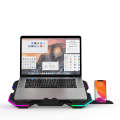 F12 6 Fans USB Semiconductor Computer Radiator Notebook Stand with Phone Holder, Colour: Blue Lig...