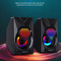 FOREV FV-209 One Pair Digital Mini Speakers Multimedia Colorful Lights Subwoofer Small Speaker