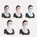 GOLOVEJOY Summer Ice Silk Sunscreen Face Shield  Ladies Outdoor Neck Protection Veil(White)
