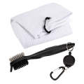 Hook Towel + Club Cleaning Brush Golf Cleaning Set(White)
